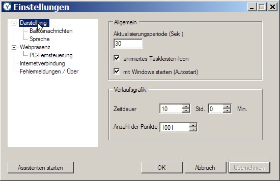 yalst-WinApp - Einstellungen