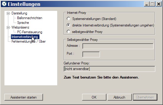 yalst-WinApp - Einstellungen