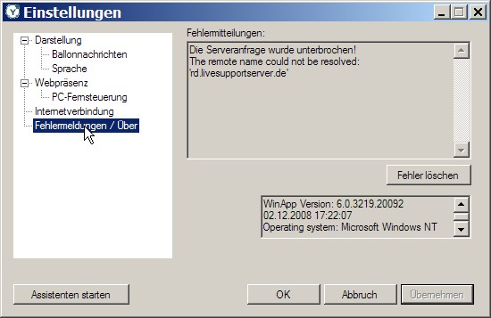 yalst-WinApp - Einstellungen