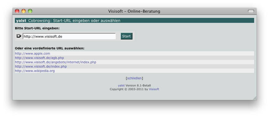 Cobrowsing-Startfenster